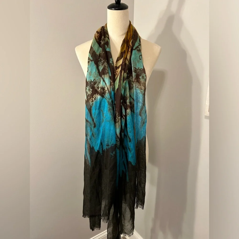 Ombre Tie Dye Long Versatile Scarf - abstract wearable art - Whimsigoth